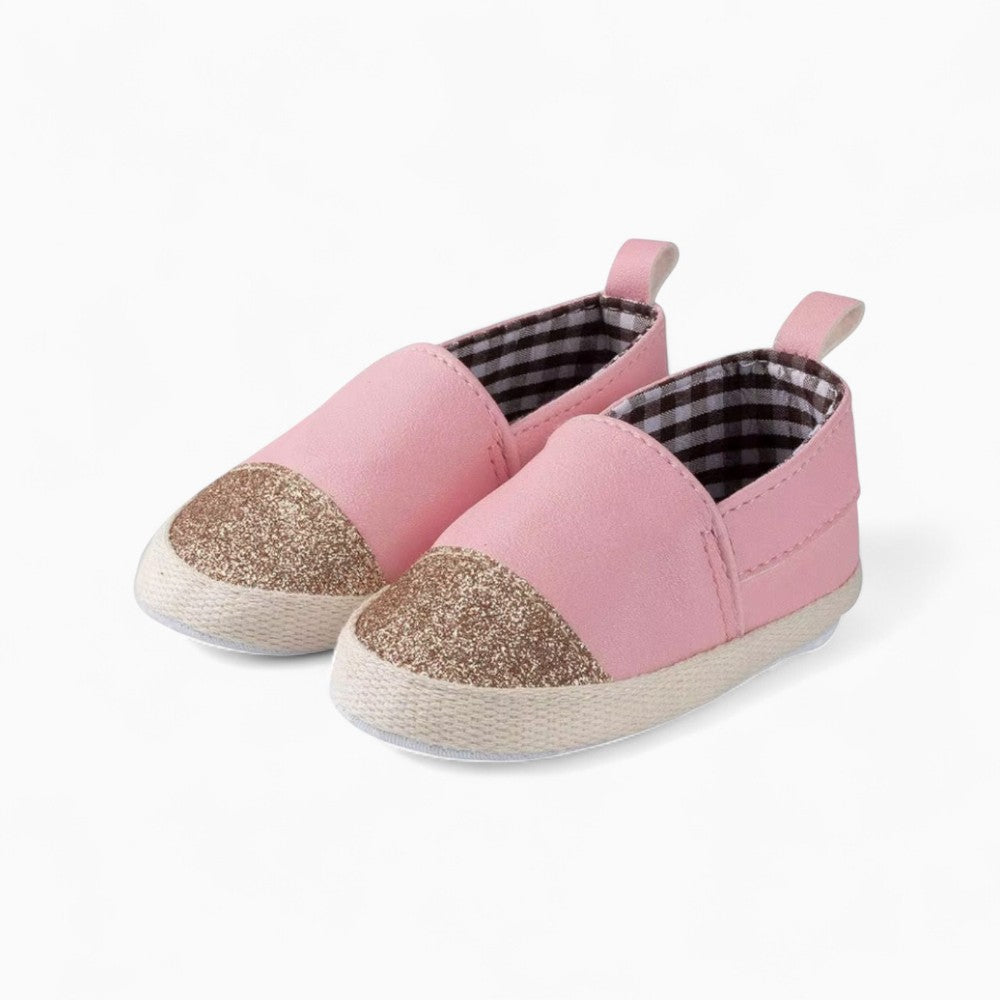 Two-Tone Shiny Slip-On Loafers for Baby Girls.
