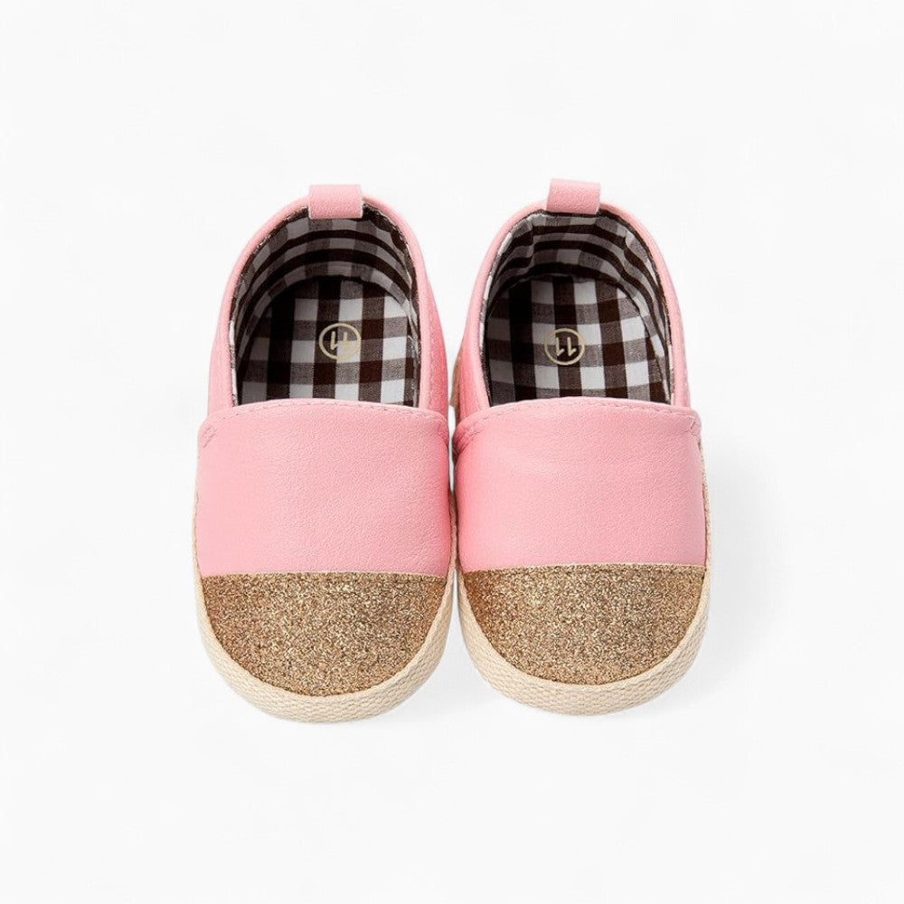 Two-Tone Shiny Slip-On Loafers for Baby Girls.