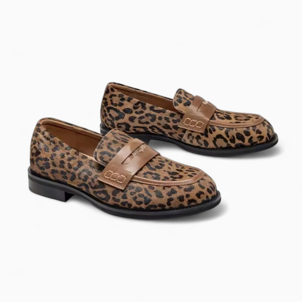 Leopard Print Platform Sole Loafers