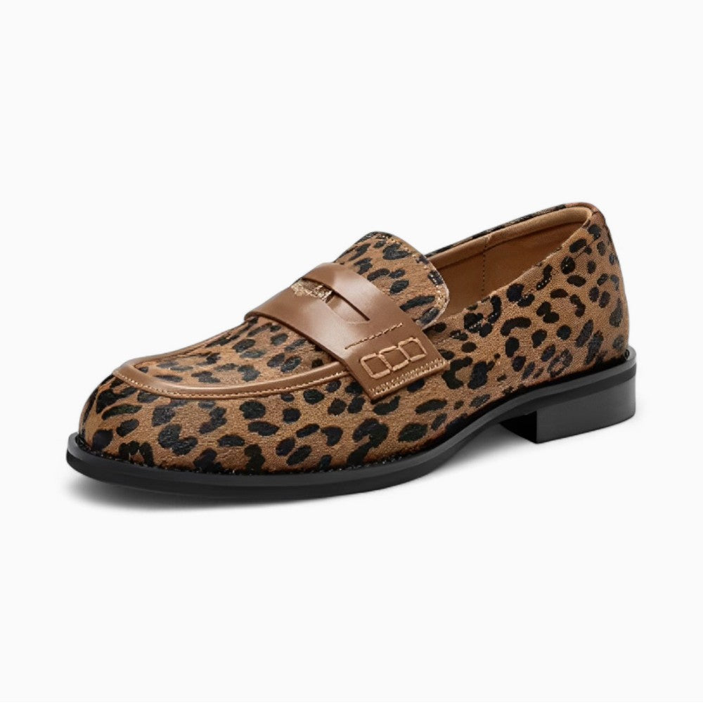 Leopard Print Platform Sole Loafers
