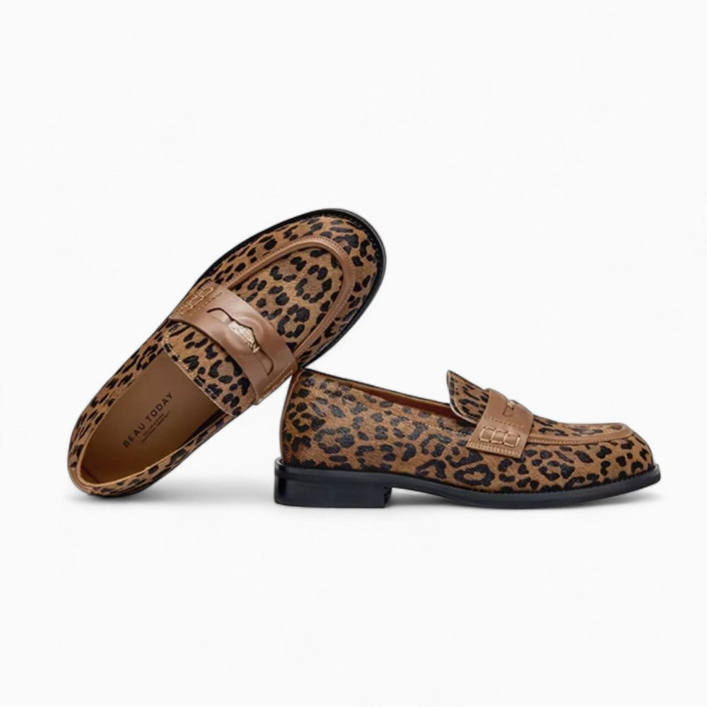 Leopard Print Platform Sole Loafers
