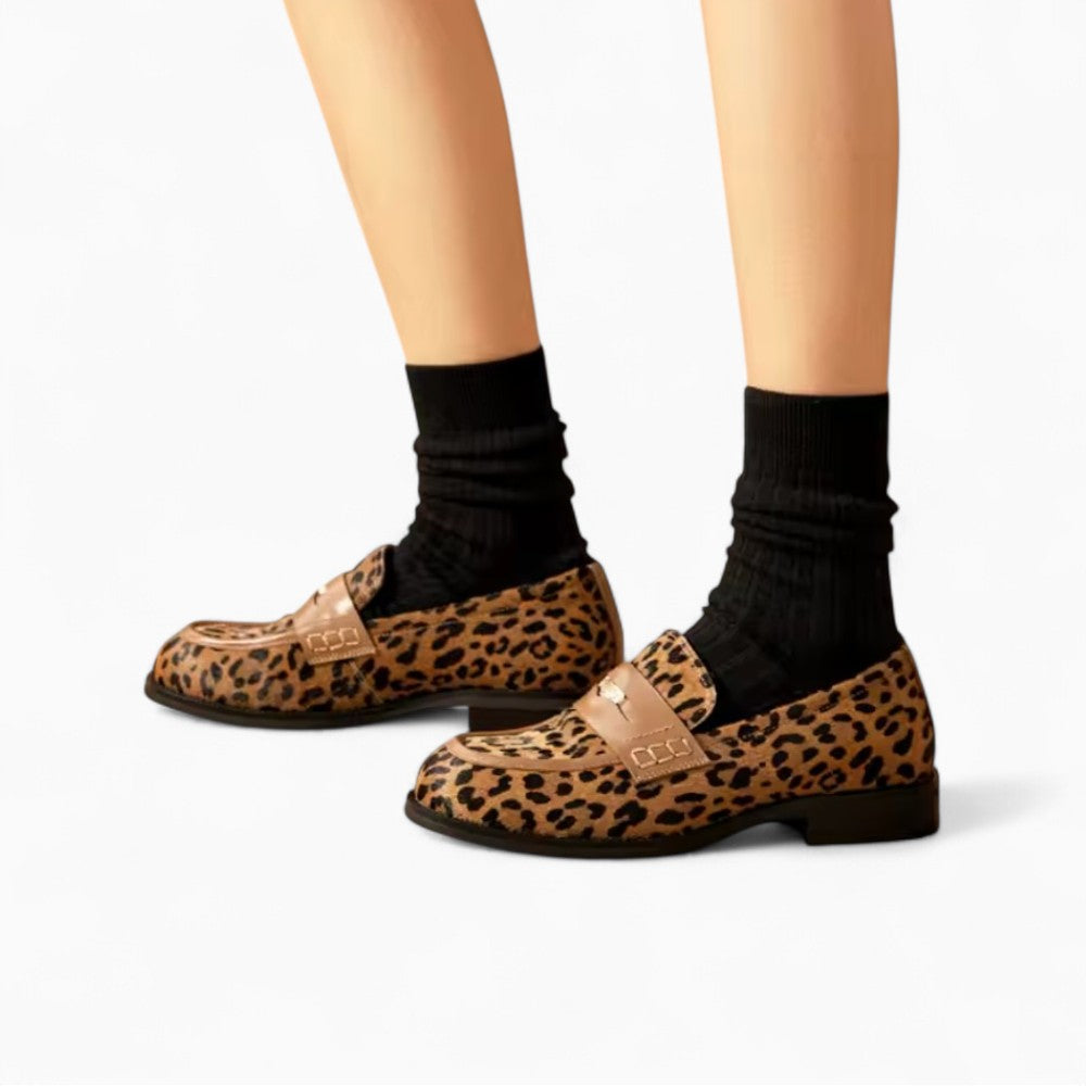 Leopard Print Platform Sole Loafers