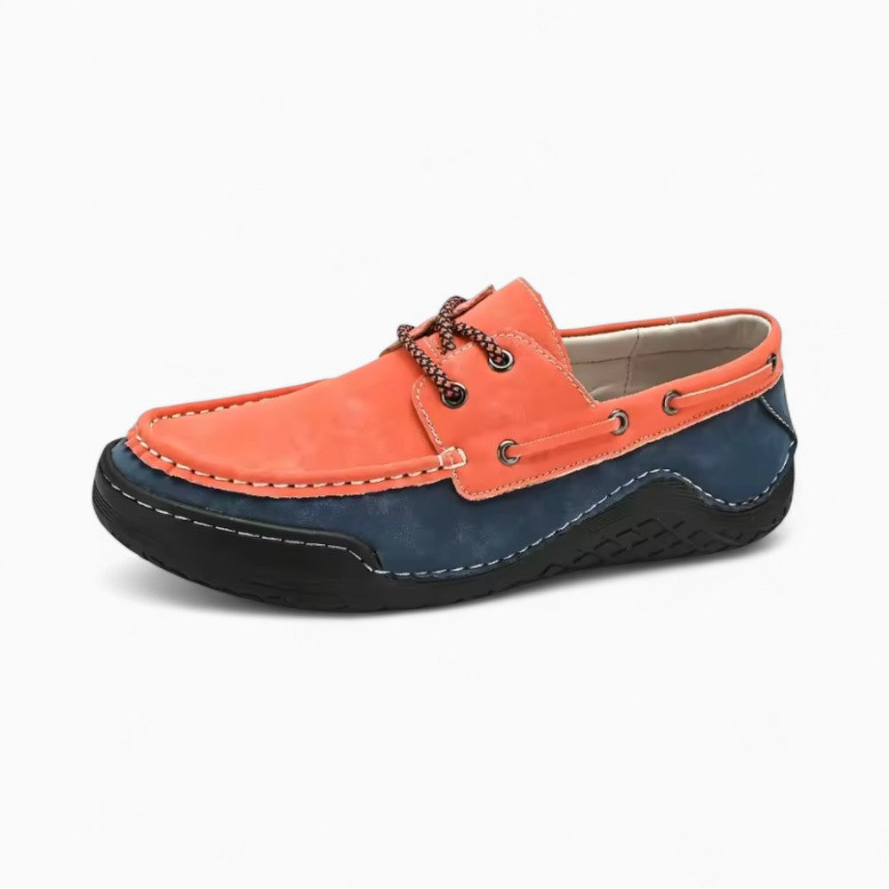 Men's Three-Tone Lace-Up Boat Loafers with Leather Effect