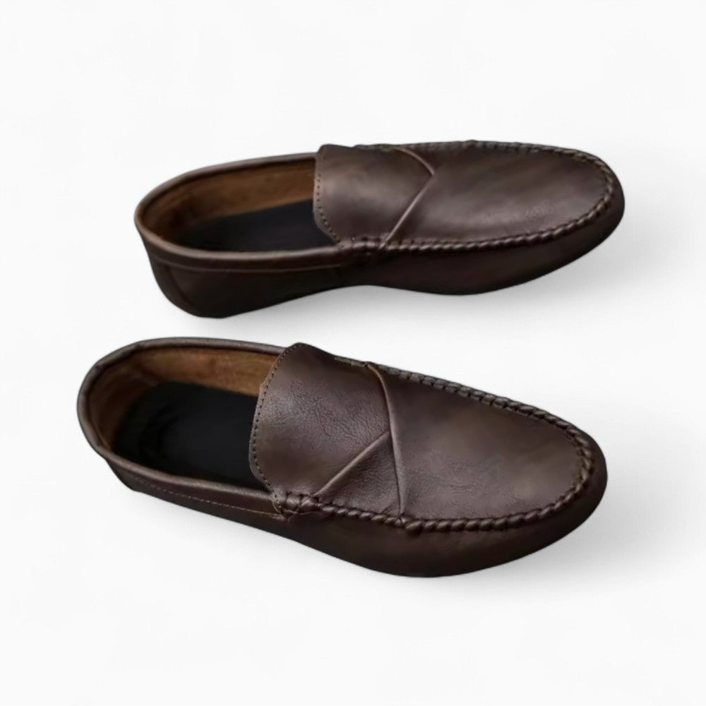 Men's Vintage Style Leather Effect Boat Loafers