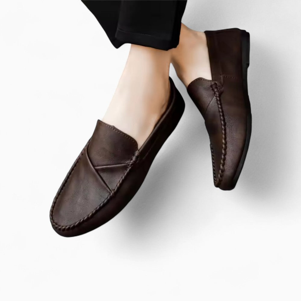 Men's Vintage Style Leather Effect Boat Loafers