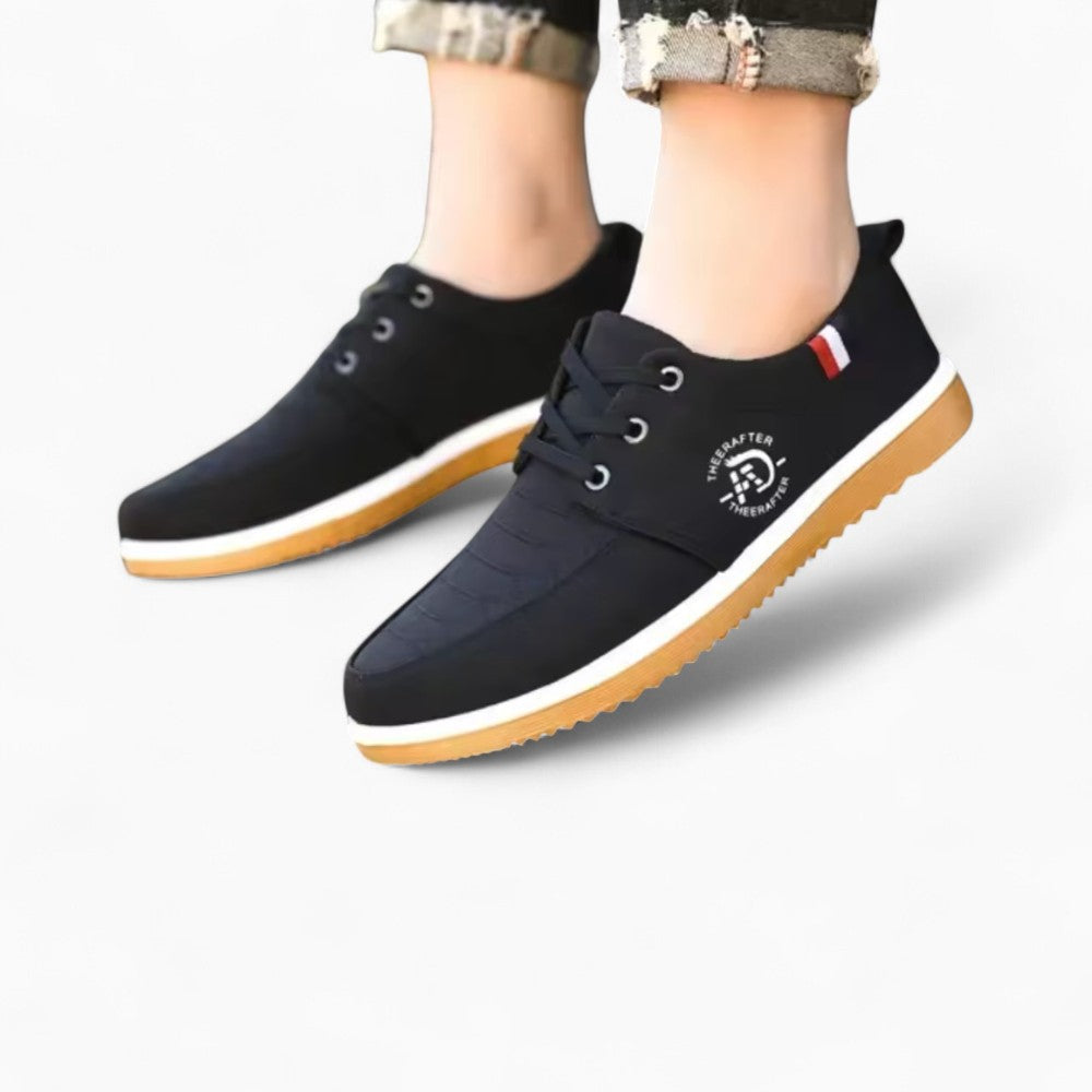 Men's Black Two-Tone Lace-Up Boat Loafers