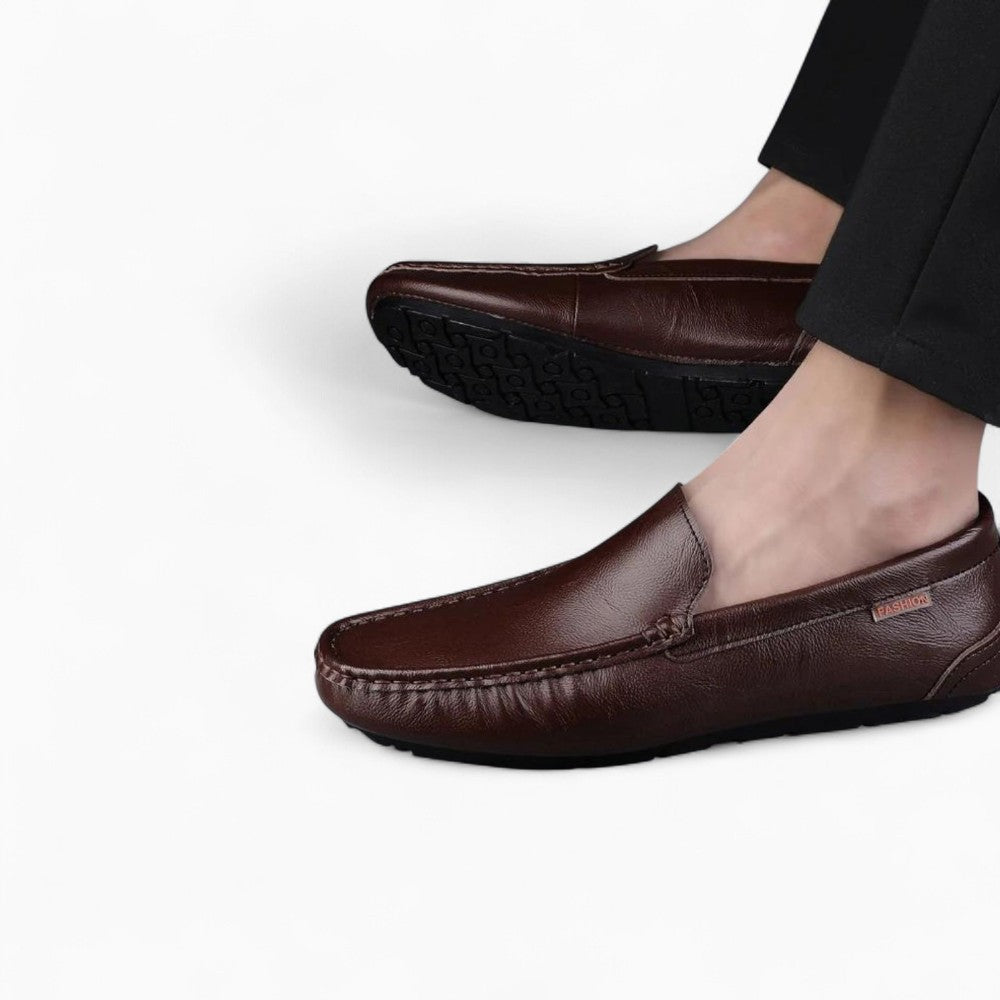 Men's Genuine Leather Boat Loafers in Large Sizes