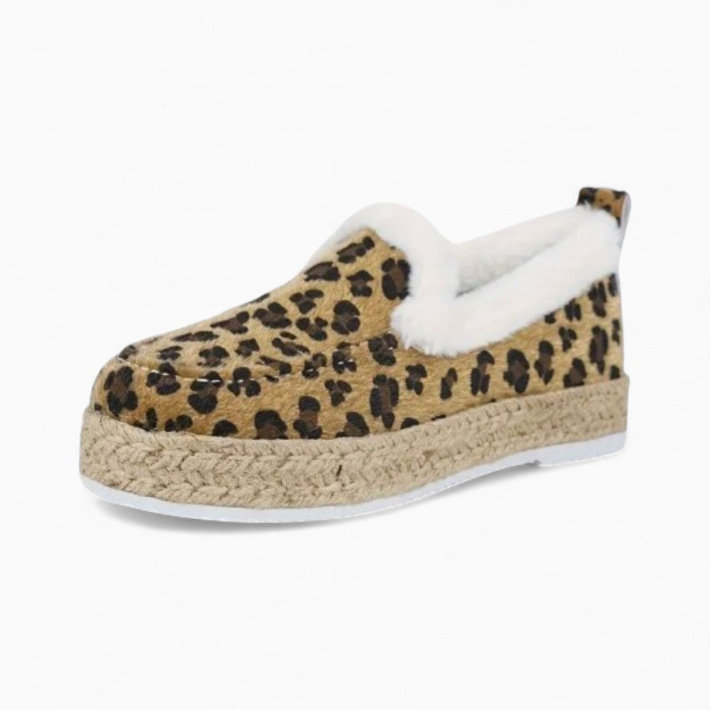 Leopard Print Fake Fur Boat Loafers