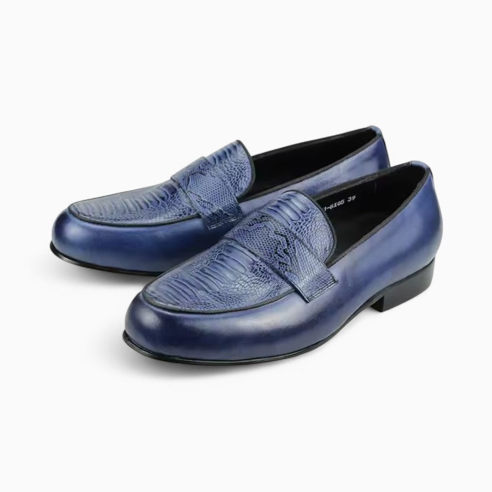 Blue Genuine Leather Loafers for Men