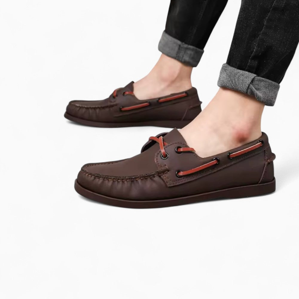Men's Bicoloured Boat Loafers with Laces