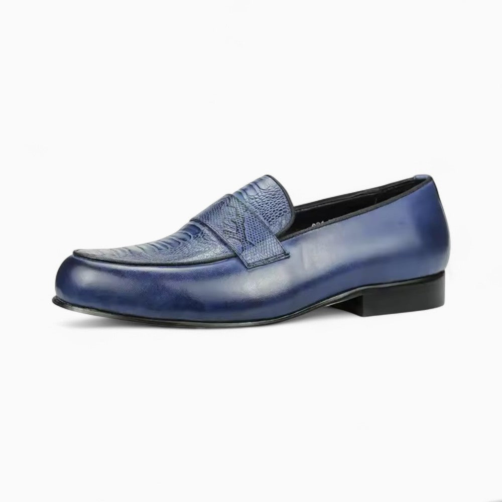 Blue Genuine Leather Loafers for Men