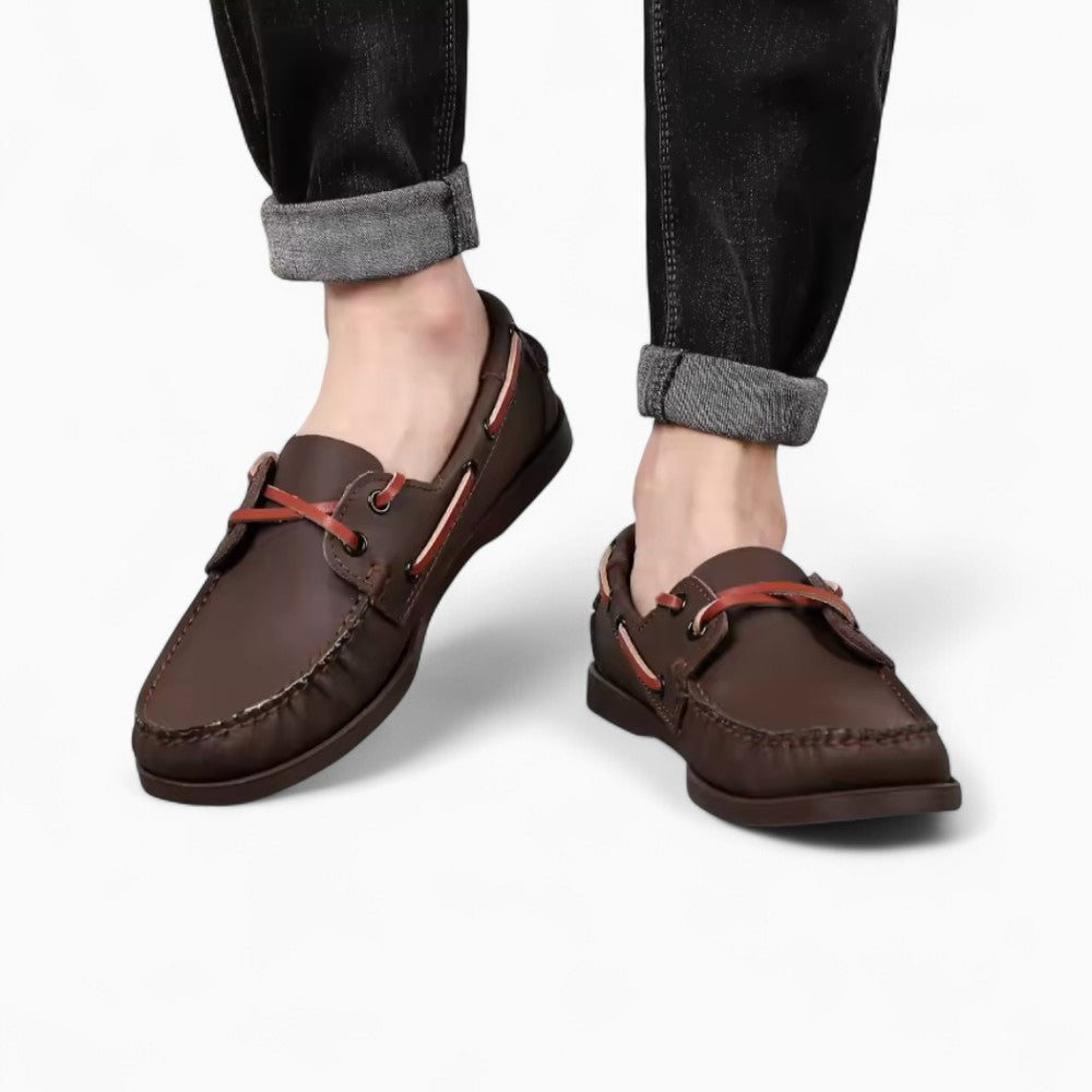 Men's Bicoloured Boat Loafers with Laces