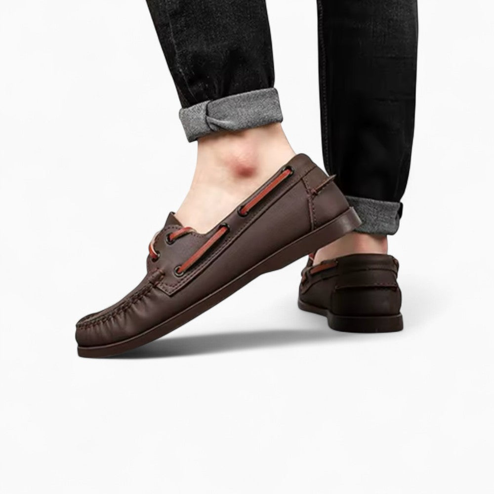 Men's Bicoloured Boat Loafers with Laces