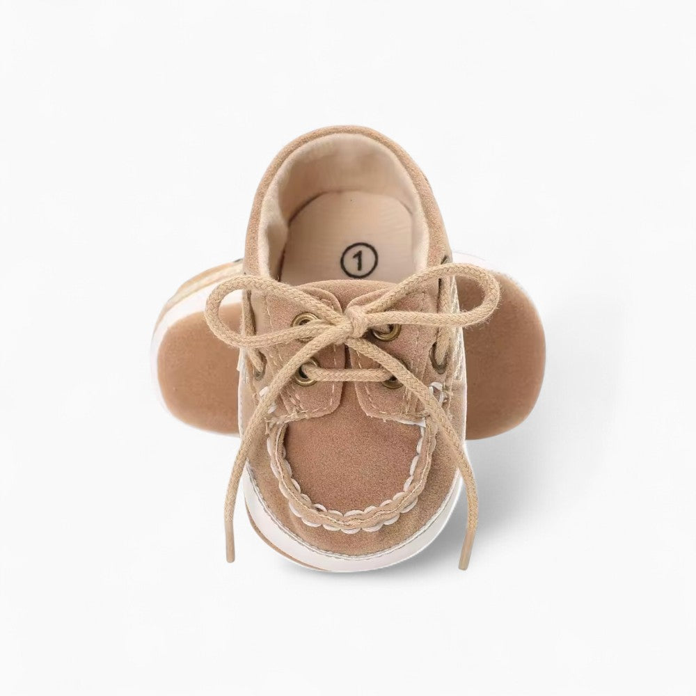 Bicoloured Boat Loafers with Laces for Baby Boy