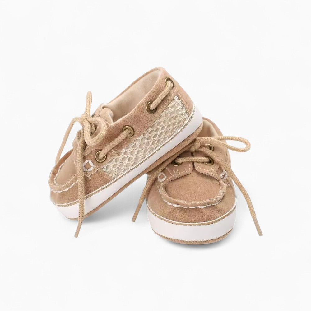 Bicoloured Boat Loafers with Laces for Baby Boy