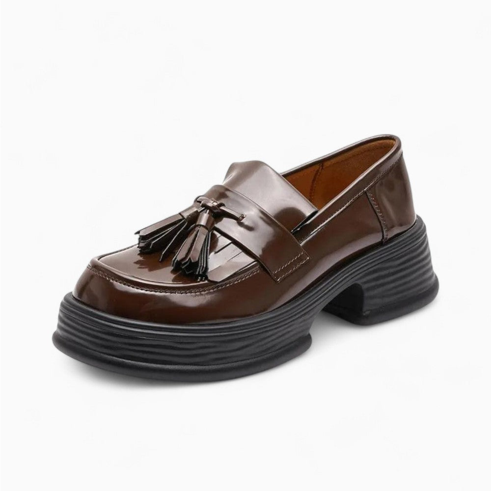 Patent Fringe Loafers for Women