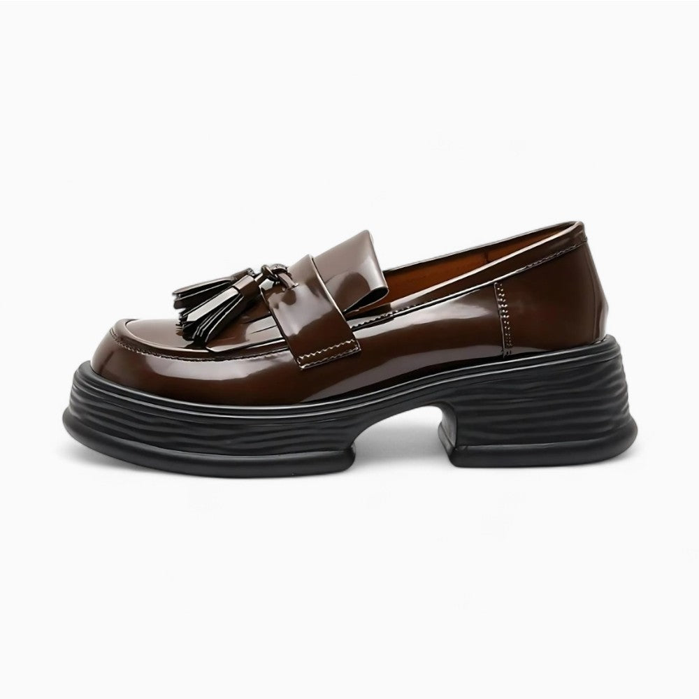 Patent Fringe Loafers for Women