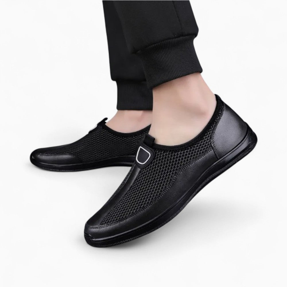 Soft Mesh Loafers with Stitching Pattern