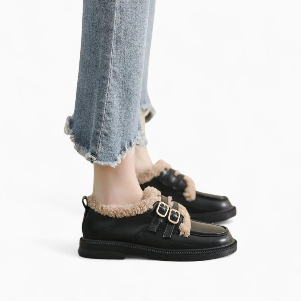 Soft Winter Bouclé and Fur Loafers for Women