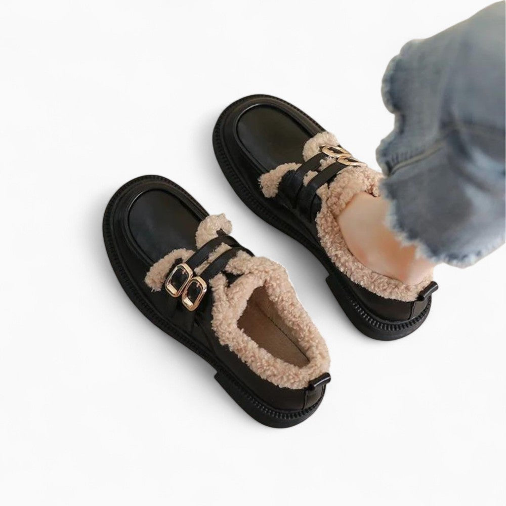 Soft Winter Bouclé and Fur Loafers for Women