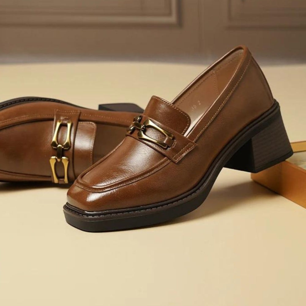 Patent Loafers with Heels and Thick Sole