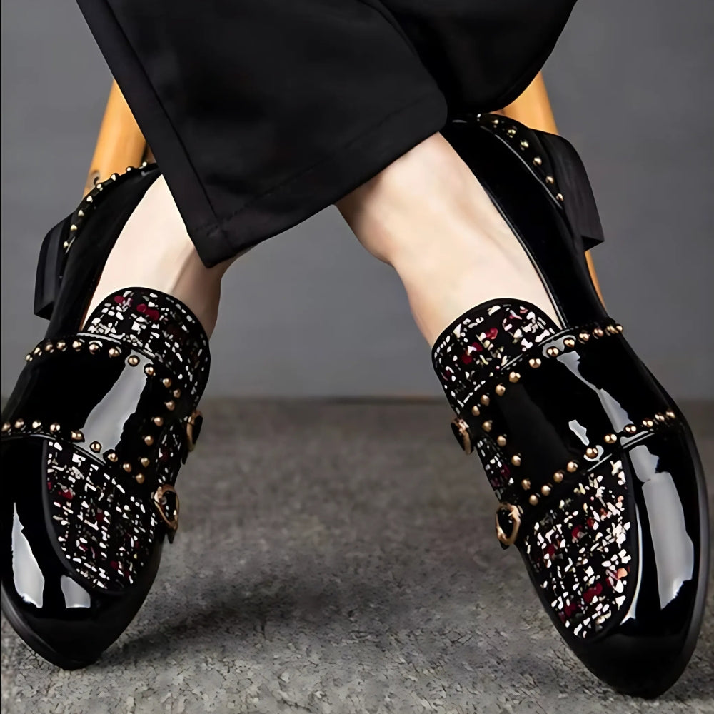 Men's Luxury Patent Loafers with Glitter