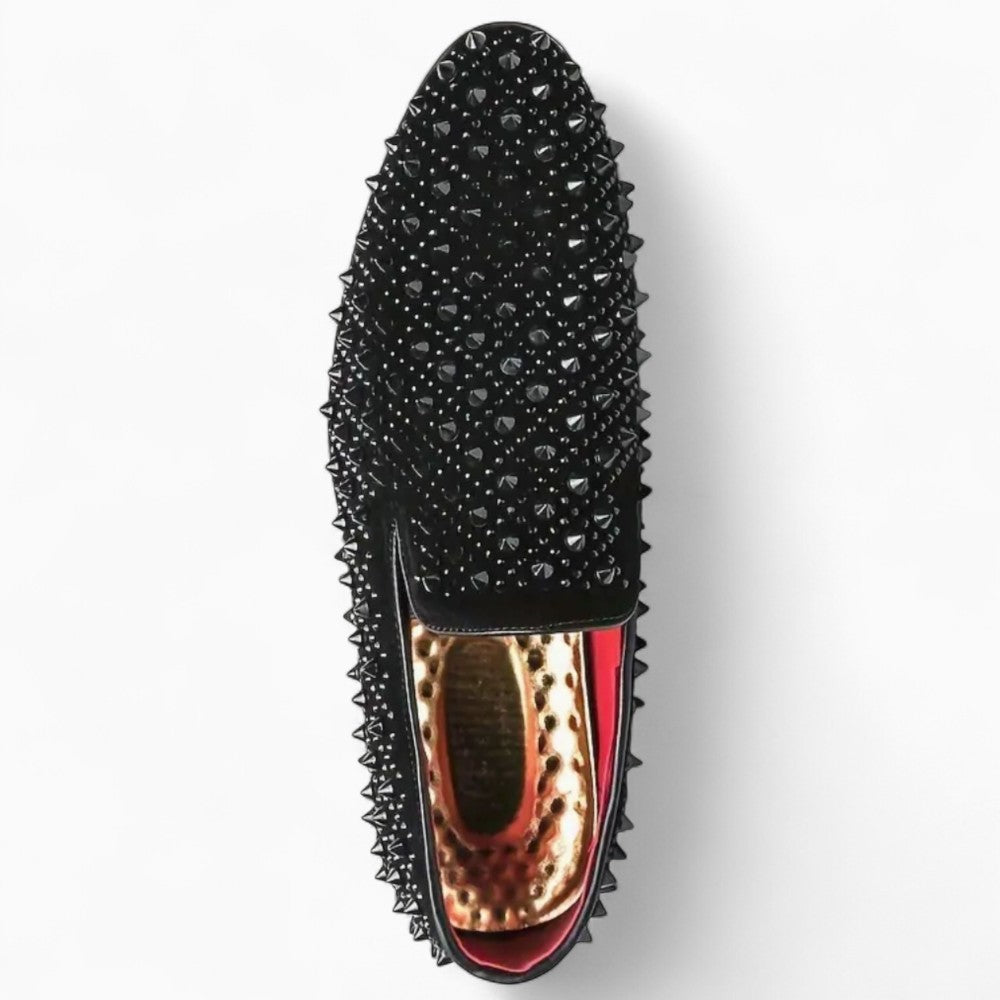 Men's Black Patent Loafers with Studs