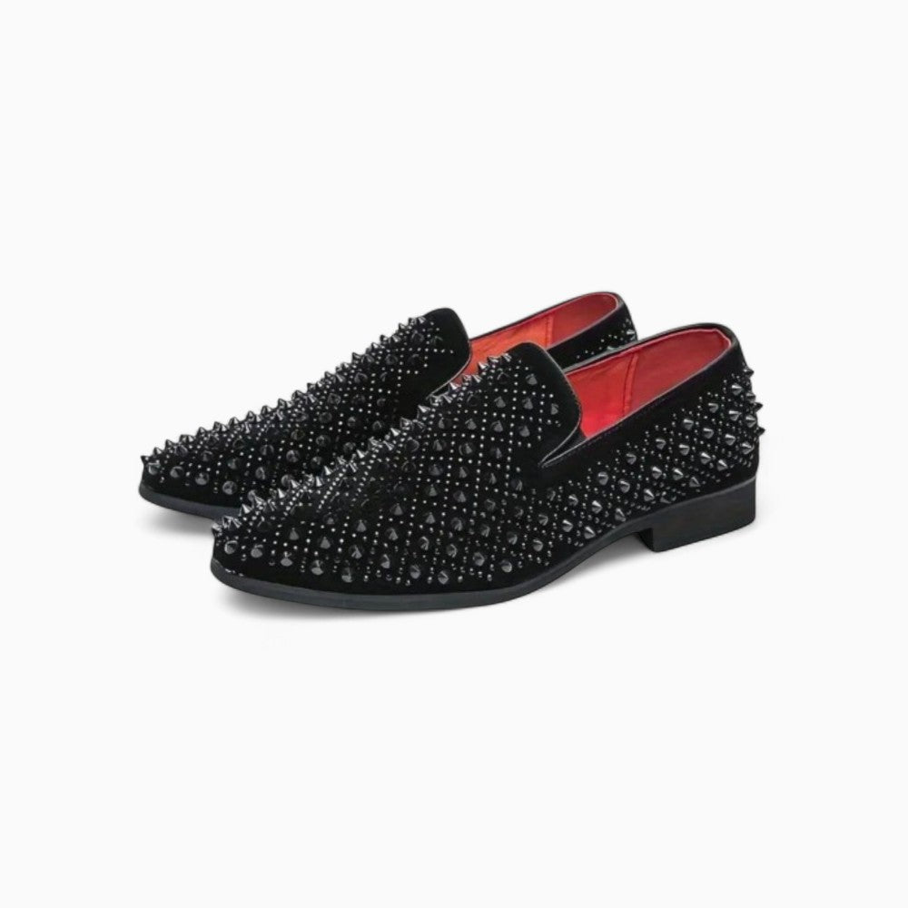 Men's Black Patent Loafers with Studs