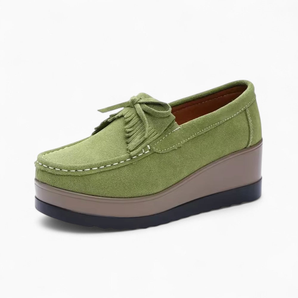 Fringed Wedge Suede Loafers