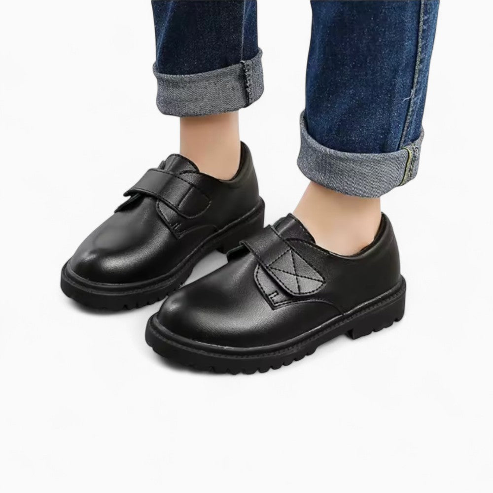 Boys' Classic Leather Loafers with a Unique Design