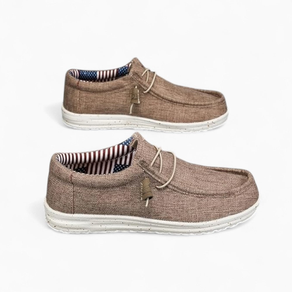 Canvas Lace-Up Boat Style Loafers