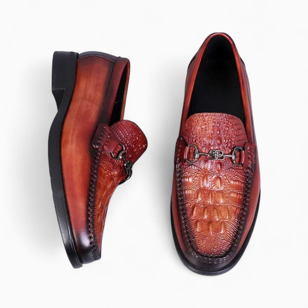 Men's Luxury Crocodile Effect Patent Loafers