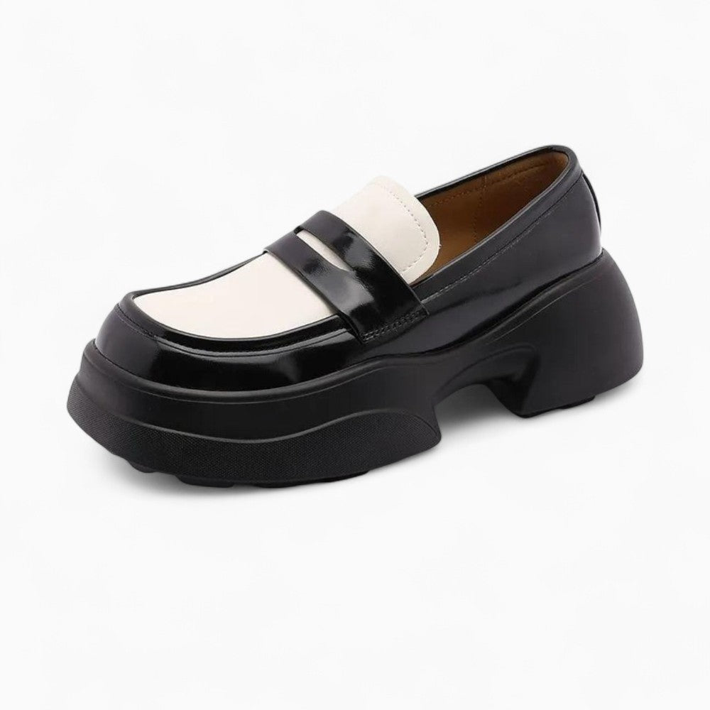 Bicolor Patent Loafers with Thick Sole