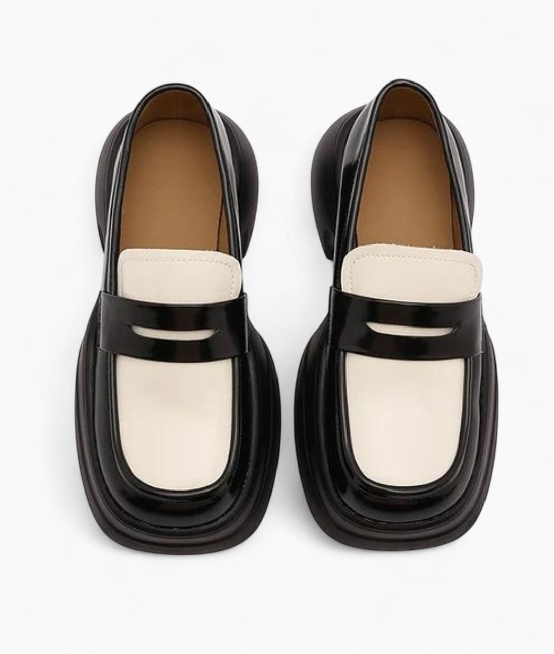Bicolor Patent Loafers with Thick Sole